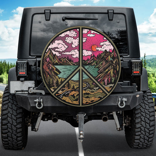 Petthouse | Hippie Peace Mountains Landscape Spare Tire Cover Truck Decoration New Car Gift