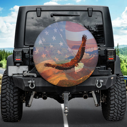 Petthouse | Bald Eagle American Flag Spare Tire Cover Eagle American Patriot Wheel Cover Waterproof