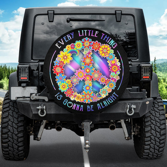 Petthouse | Every Little Thing Is Gonna Be Alright Cover Peace Sign Flower Tire Cover Hippie Style Cover Decor