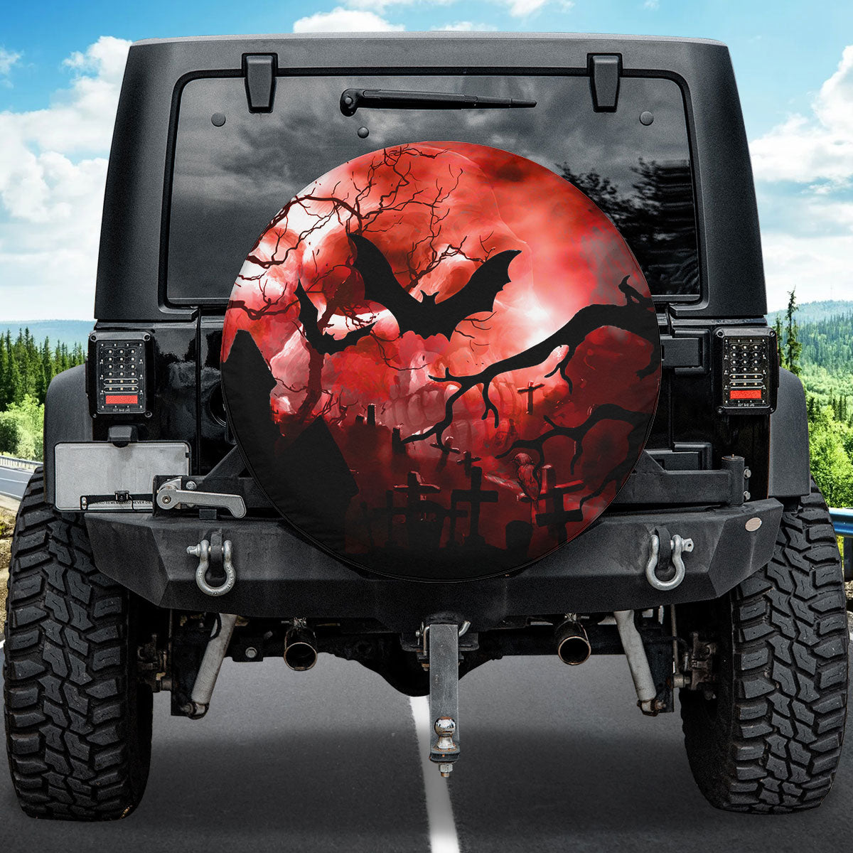 Petthouse | Cemetery Spare Tire Cover Bat Spare Wheel Cover New Car Gift Tire Protector Horror Lovers