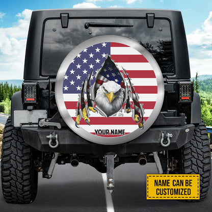 Petthouse | Customized Eagle American Flag Spare Tire Cover Eagle American Flag Torn Metal Pride American