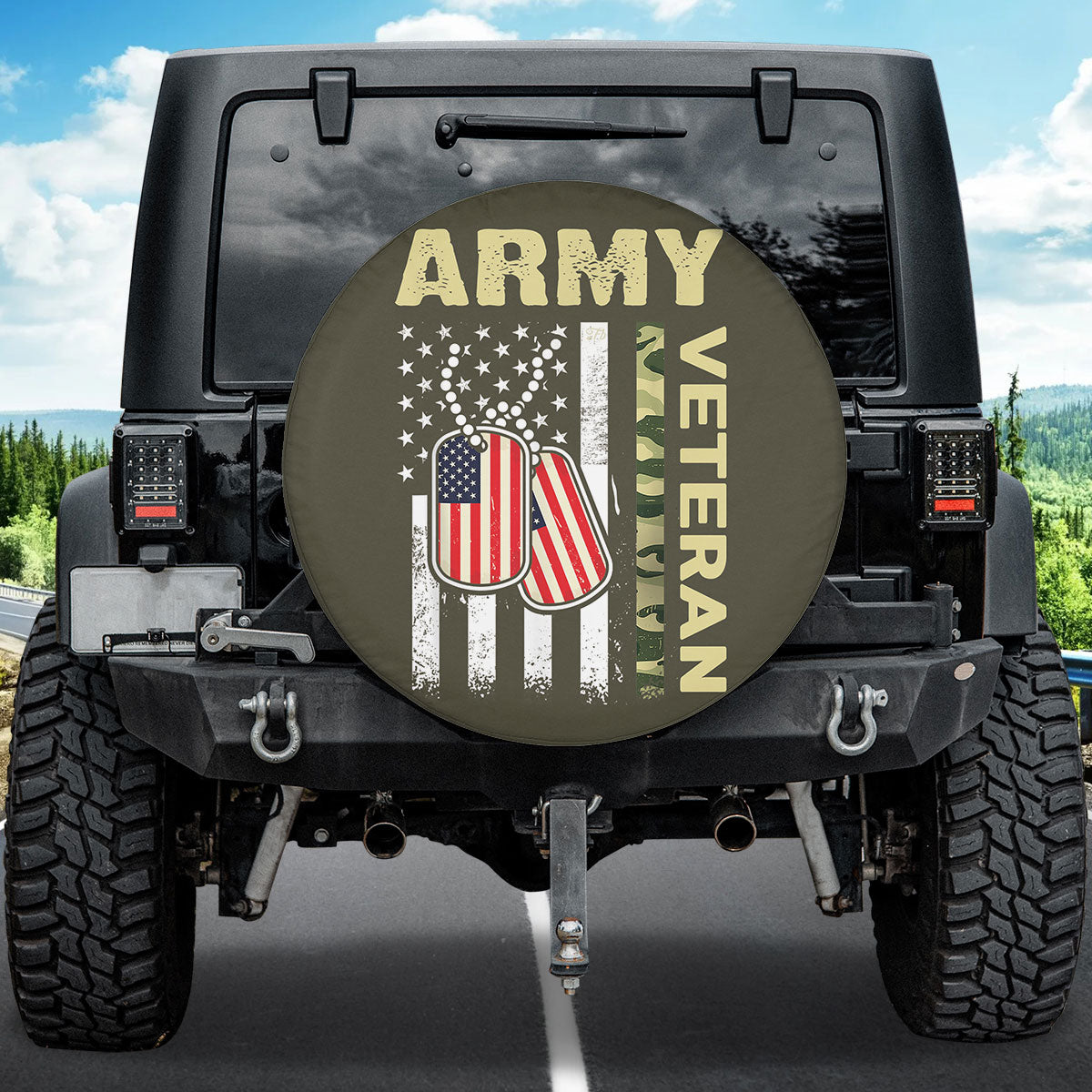 Petthouse | American Army Veteran Camouflage Spare Tire Cover Veteran's Day Decor Memorial Day Freedom Day Gift