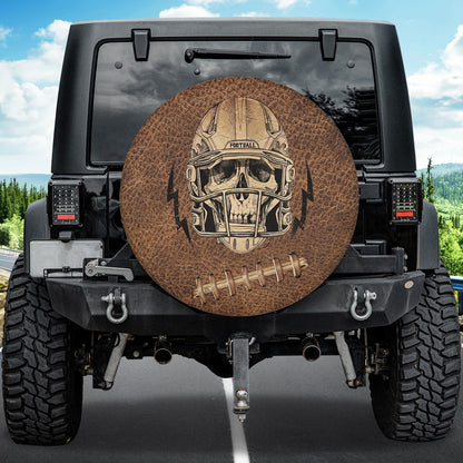 Petthouse | Football Spare Tire Cover Gothic Skull Art Cool Footballer Tire Cover Horror Style Car Decoration