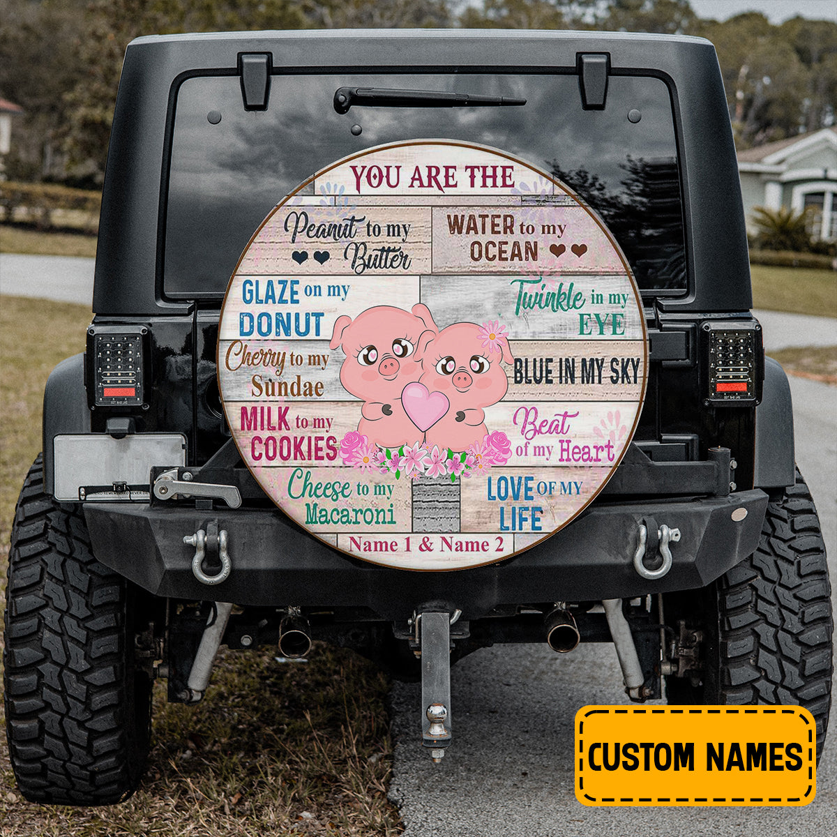 Petthouse | Customized Spare Tire Cover Cute Couple Pig Tire Cover You Are The Peanut To My Butter