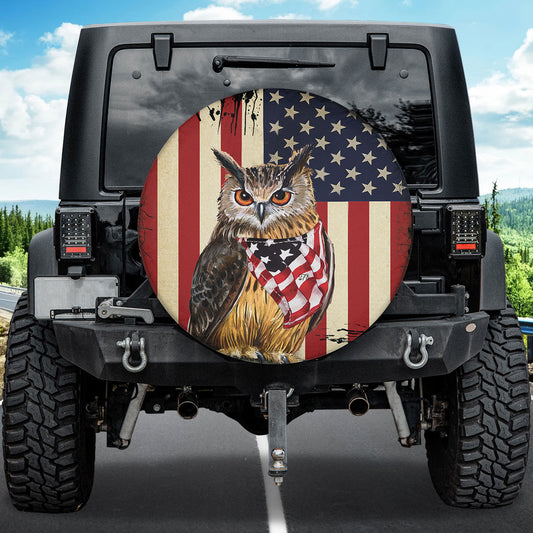 Petthouse | American Owl Happy 4th Of July Spare Tire Cover Eagle Owl Patriotic Car Accessory Truck Decor