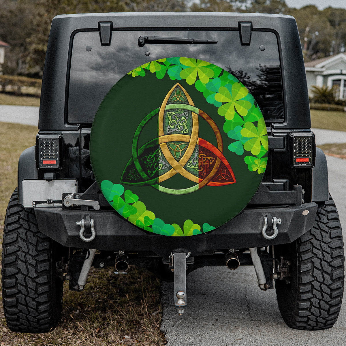 Petthouse | Happy Saint Patrick Day Spare Tire Cover Clover Pattern Seat Cover Irish Culture Wrap Car Decor