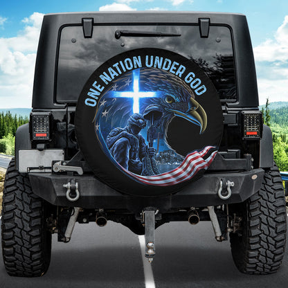 Petthouse | One Nation Under God Tire Cover Christ Spare Tire Cover Military Tire Cover Patriot Car Decor