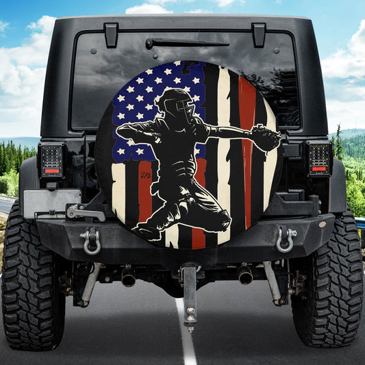 Petthouse | Baseball Spare Tire Cover Baseball Player Tire Wrap American Football Tire Cover Car Decoration