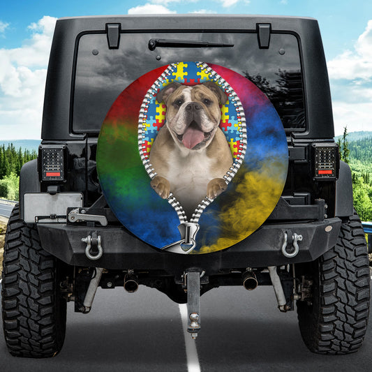 Petthouse | English Bulldog Autism Neurodiversity Tire Cover Autism Support Car Accessories April Month