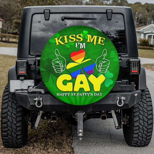 Petthouse | Kiss Me I'm Gay Happy St Patty's Day Spare Wheel Cover Lgbtq Support Decor Car