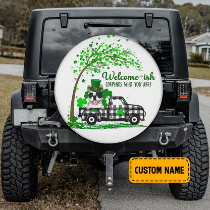 Petthouse | St Patrick Day French Bulldog Customized Name Spare Wheel Cover Welcone Ish Depends Who You Are