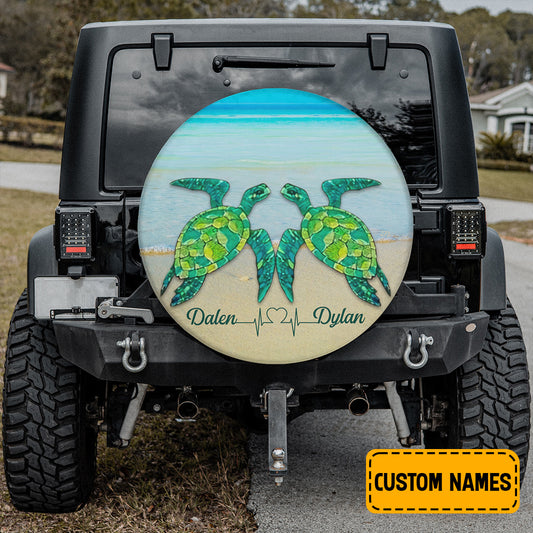 Petthouse | Personalized Turtle Couple Heart Beat Wheel Cover Valentine Car Decor