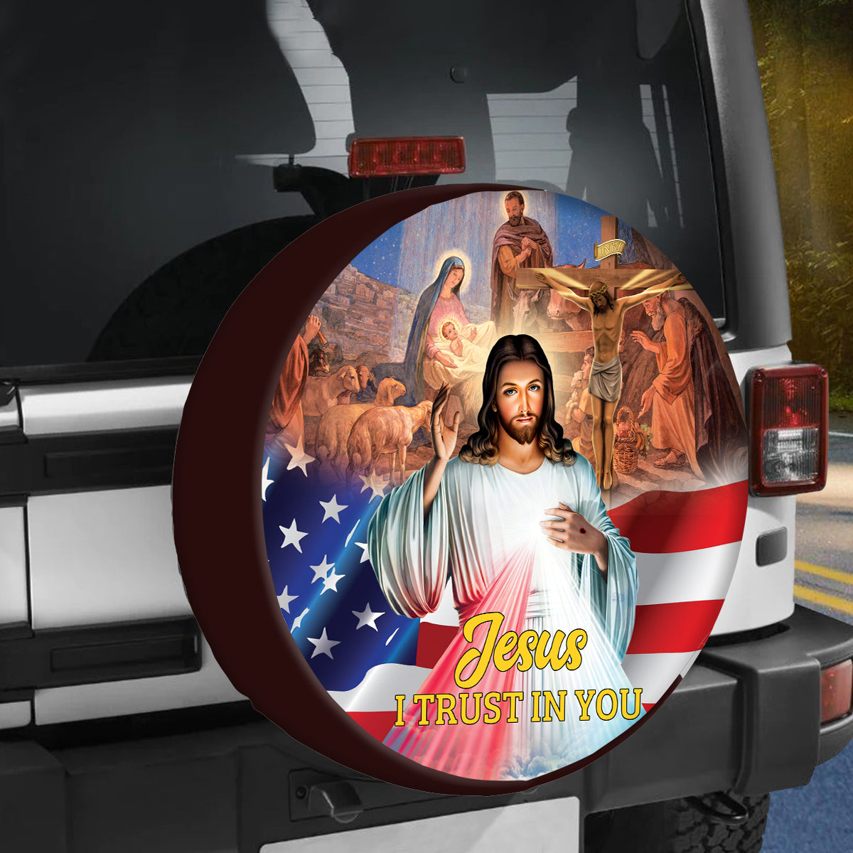 Petthouse | Jesus Spare Tire Cover I Trust In You Tire Cover Jesus Birth Tire Cover Christian Tire Wrap Decor