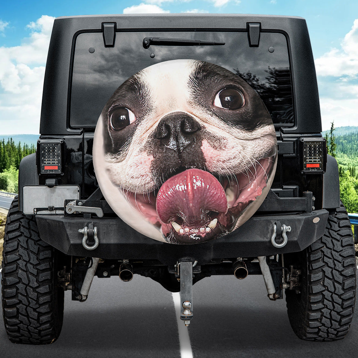 Petthouse | Tire Covers  Portrait Of A Funny And Happy Boston Terrier Spare Wheel Cover Car Accessories