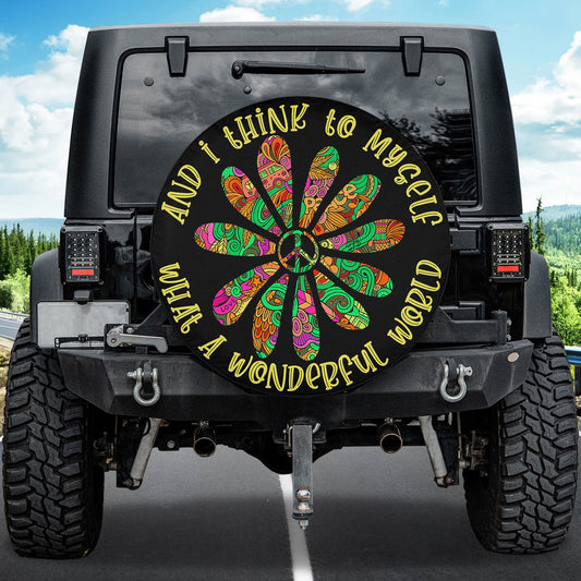 Petthouse | Hippie Peace Flower Spare Tire Cover Peace Symbol Truck Decoration Gift For Family