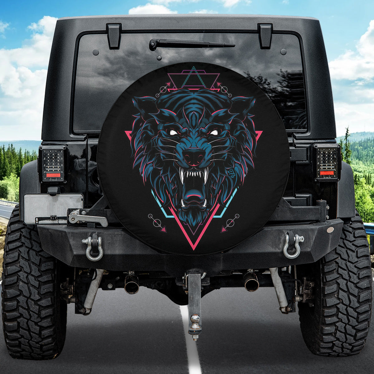 Petthouse | Wolf Face Art Printed Spare Tire Cover, Wolf Wildlife Animal Lovers Gift Viking Fans