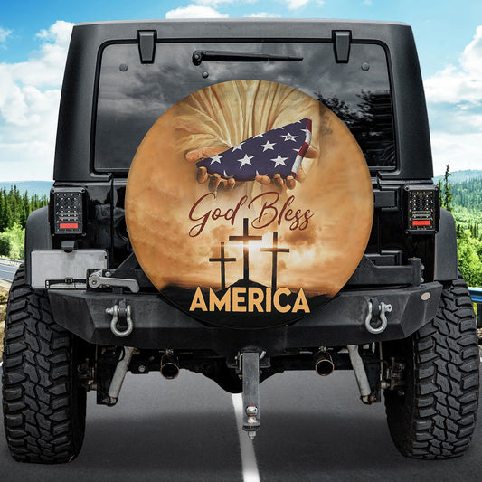 Petthouse | Jesus American Flag Spare Wheel Cover God Bless America One Nation Under God Spare Tire Cover