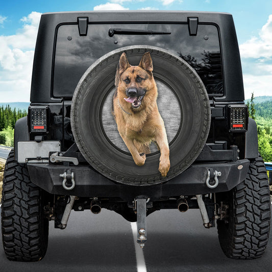 Petthouse | German Shepherd Jump Out Of Tire Spare Wheel Cover Dog Humorous Car Accessories Men Dog Dad