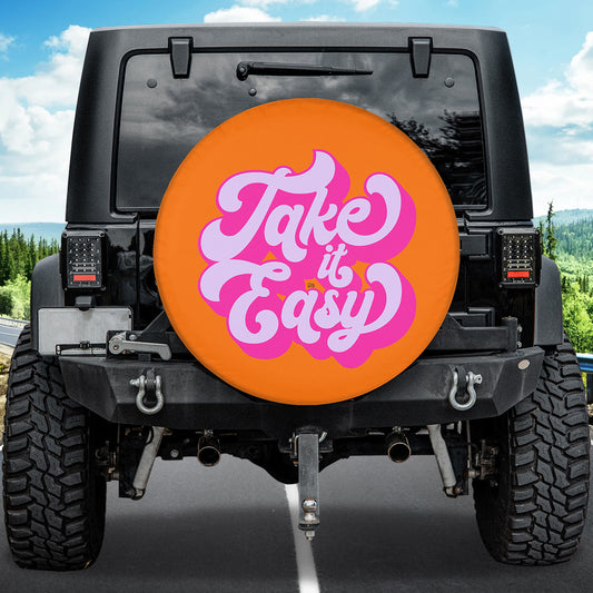 Petthouse | Take It Easy Spare Tire Cover Pop Art Printed Tire Cover Cartoon Poster Tire Cover Car Decoration