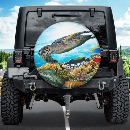 Petthouse | Sea Turtle Beautiful Ocean Spare Tire Cover Turtle Sea Animals Truck Cover Truck Decoration