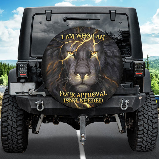 Petthouse | Lion Lightning I Am Who I Am Spare Tire Cover Lion Christian Truck Decoration Lion Wild Animals