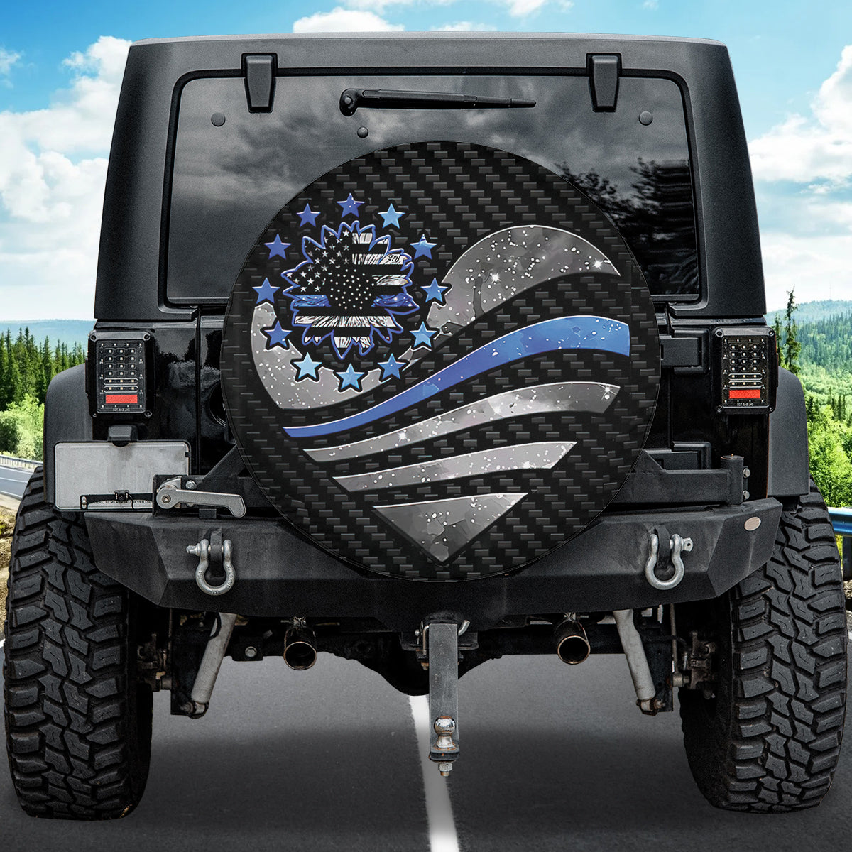 Petthouse | American Flag Thin Blue Line Police Lives Matter Spare Tire Cover Police Car Accessories