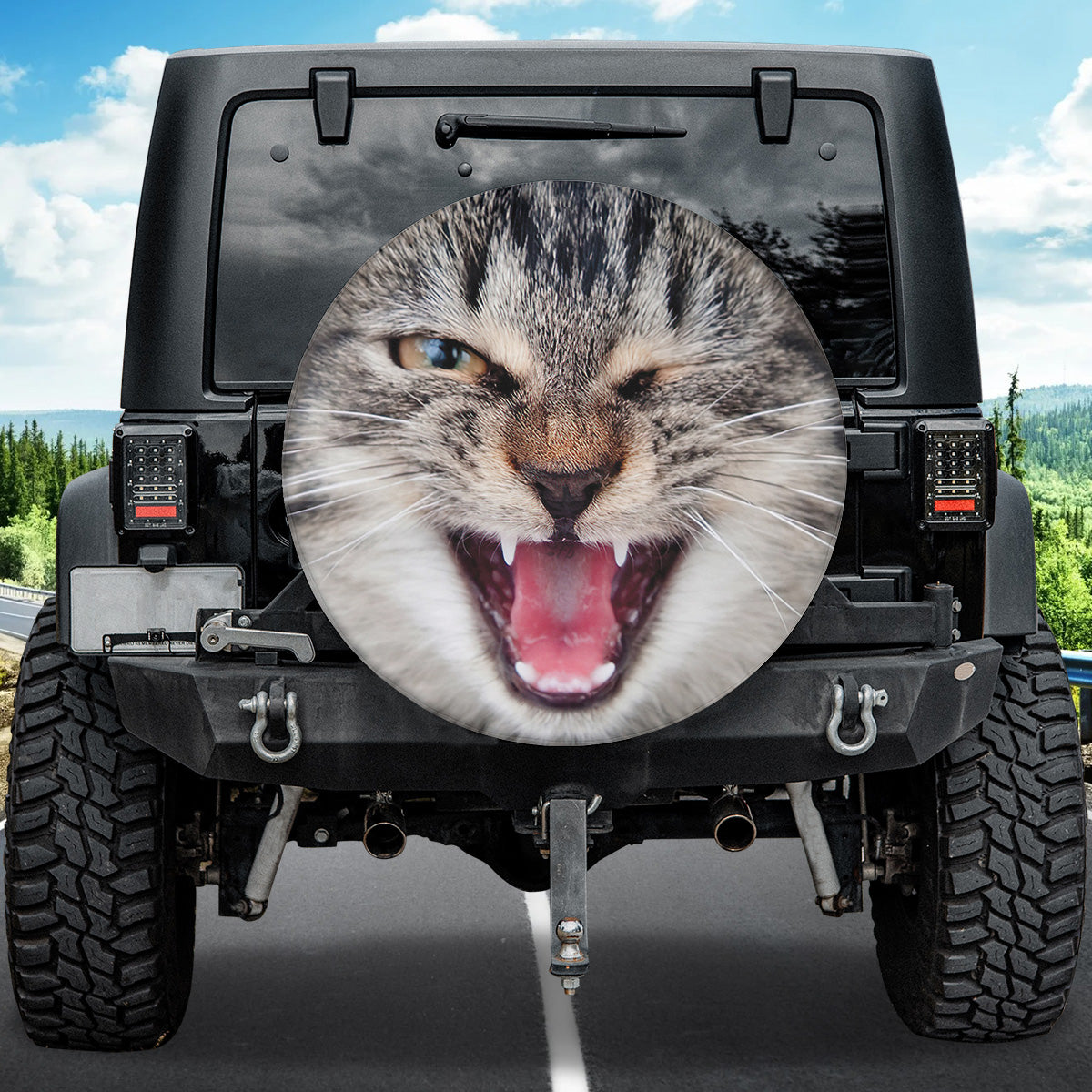 Petthouse | Cute Tabby Cat Crying With One Eye Closed Spare Tire Cover Wheel Cover For Car Cat Lover Gift