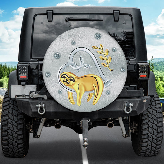 Petthouse | Sloth Silver Spare Tire Cover Sloth Tire Cover Sloth Lover Gift Camping Wheel Cover