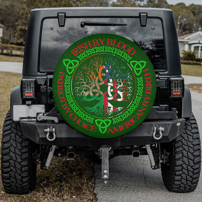 Petthouse | American By Birth Tire Cover World Tree Spare Tire Cover Irish By Blood Wrap Car Decoration