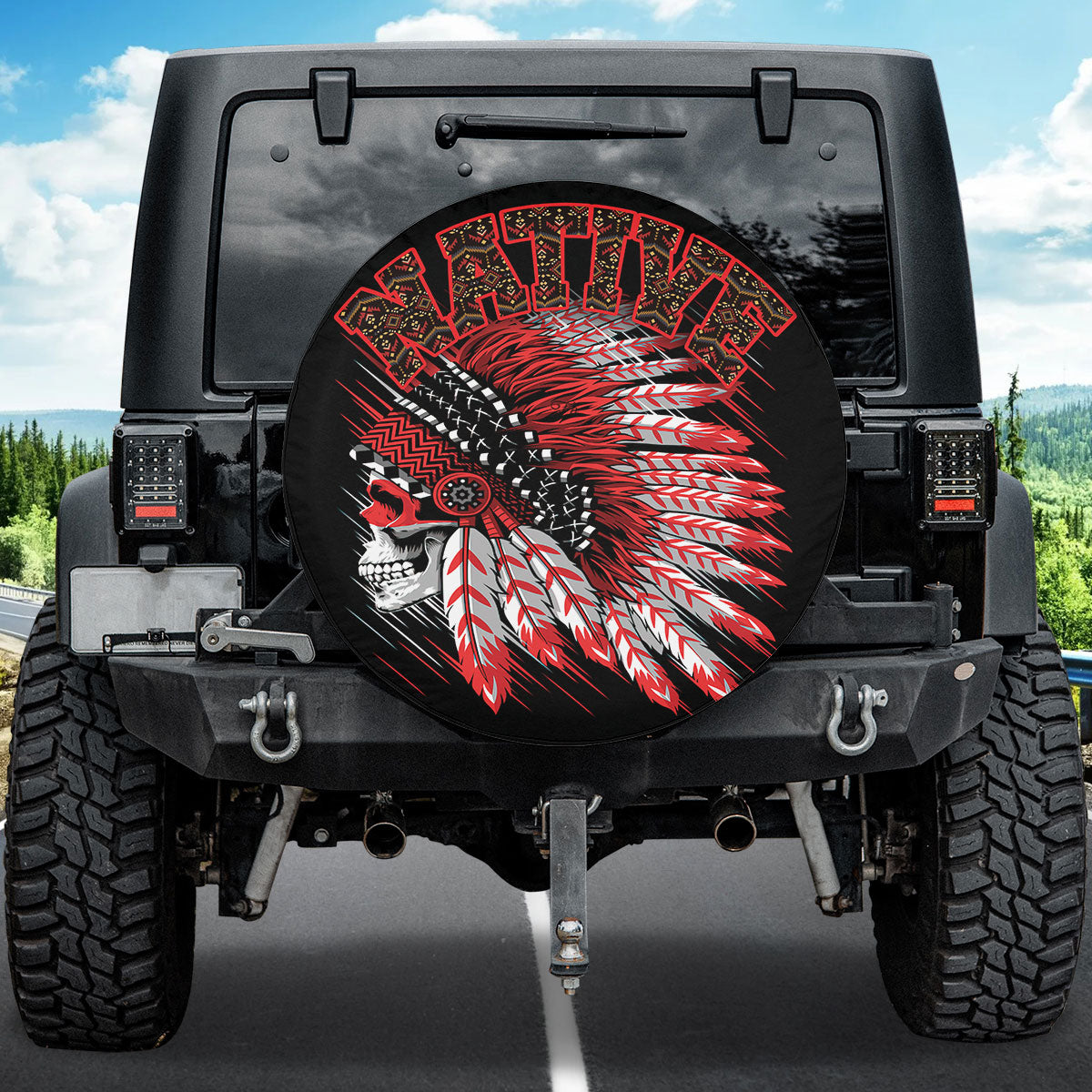 Petthouse | Native American Chief Skull Spare Tire Cover Native Style Truck Decoration Gift For Family