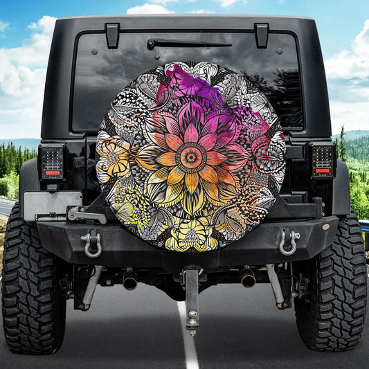 Petthouse | Mandala Texture Spare Tire Cover Flower Mandala Style Truck Decoration Car Decor