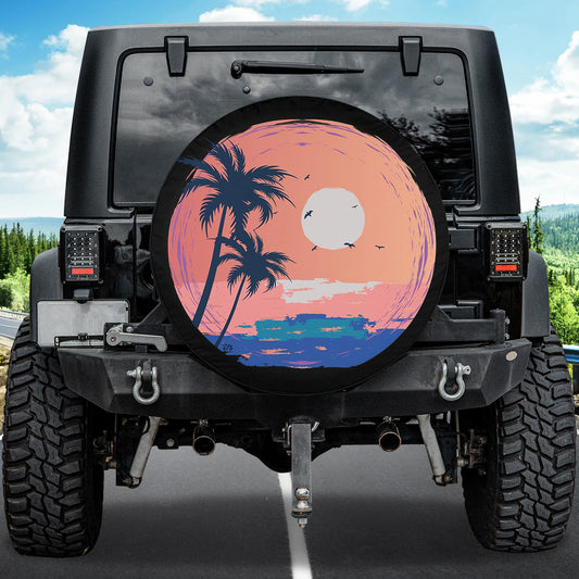 Petthouse | Beach Sunset Colorful  Spare Tire Cover Beach Tire Cover Tropical Hawaii Sunset Wrap Car Decor