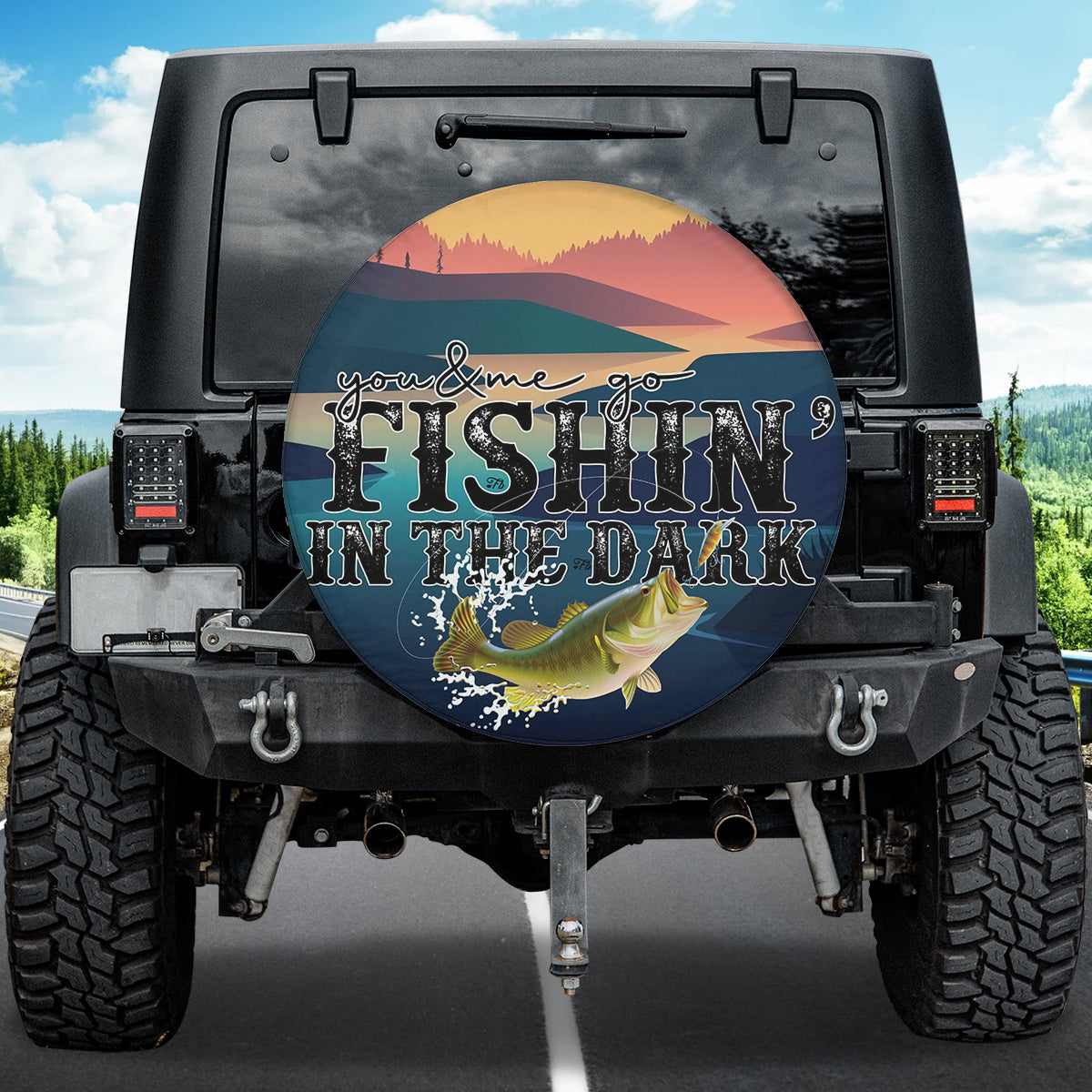 Petthouse | Bass Fishing Spare Tire Cover You And Me Go Fishin In The Dark Spare Wheel Cover Fishing Lover Gift