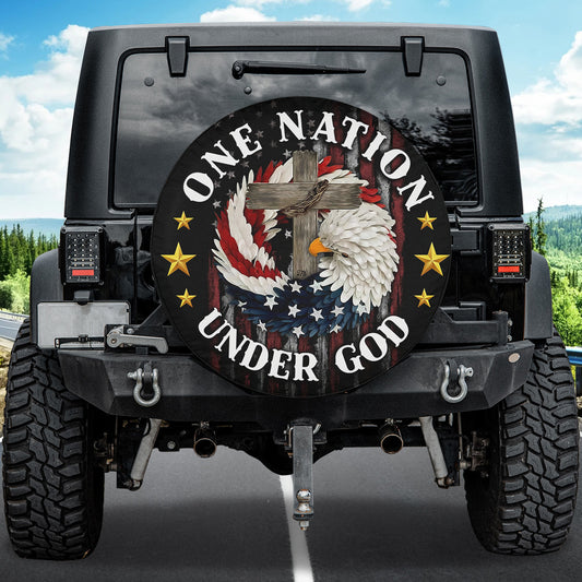 Petthouse | Eagle American Flag Wreath Spare Tire Cover One Nation Under God Wheel Cover