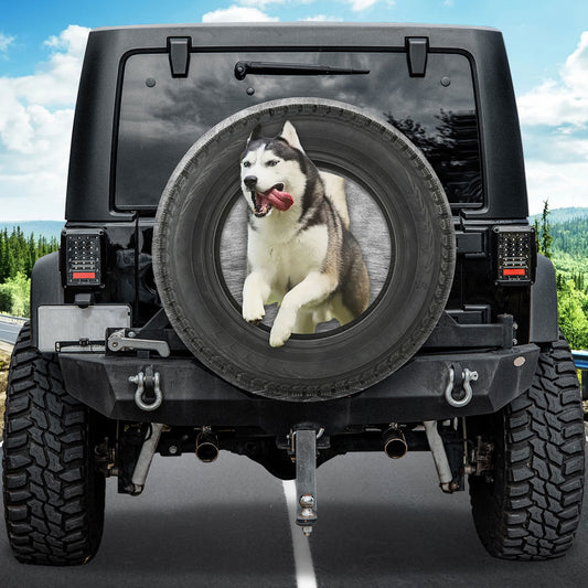 Petthouse | Husky Siberian Running Dog Funny Spare Tire Cover Wheel Cover Protector Car Tire Covers