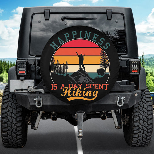 Petthouse | Happiness Is A Day Spent Hiking Spare Tire Cover Happy Camper Wheel Cover Car Accessories