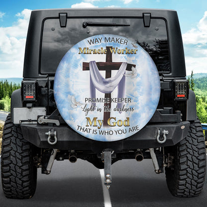 Petthouse | Cross Spare Tire Cover Jesus Way Maker Custom Tire Cover Gifts For Christians