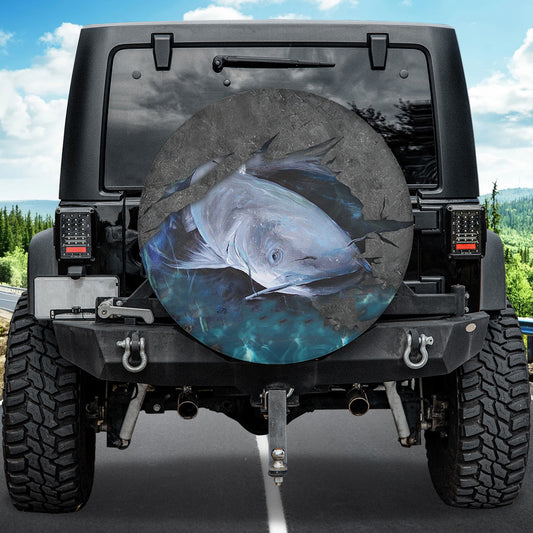 Petthouse | Blue Catfish Tire Protector Aquarium Catfish Scratch Print Spare Wheel Cover Fisherman Gifts