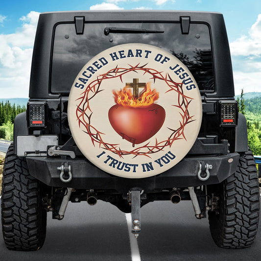 Petthouse | Sacred Heart Jesus Spare Tire Cover Jesus Christ Religion Wheel Cover Truck Decor Religious Gift