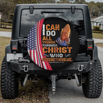 Petthouse | Hand Prayers Spare Tire Cover I Can Do All Things Through Christ Wheel Cover Decor Car