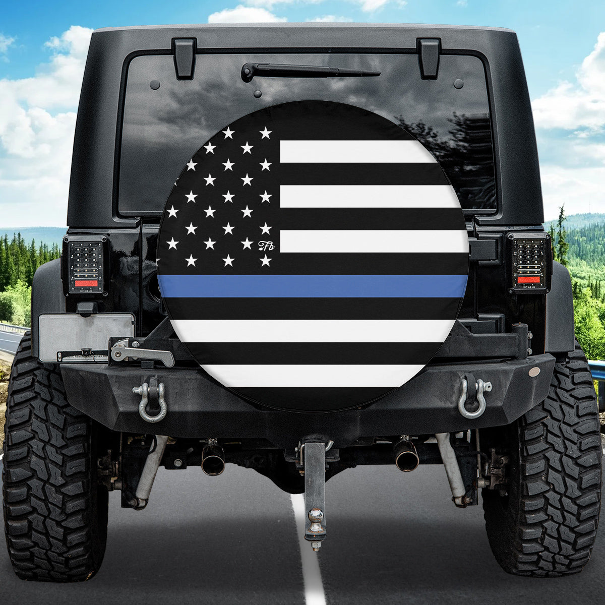 Petthouse | Thin Blue Line American Spare Tire Cover, Law Enforcement Police Dad Truck Decor