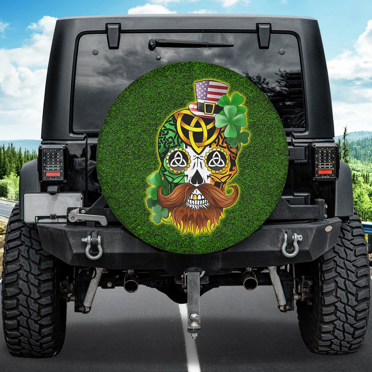 Petthouse | Sugar Skull Irish Shamrock St Patricks Day Spare Tire Cover Happy Irish Holiday Gift Ideas