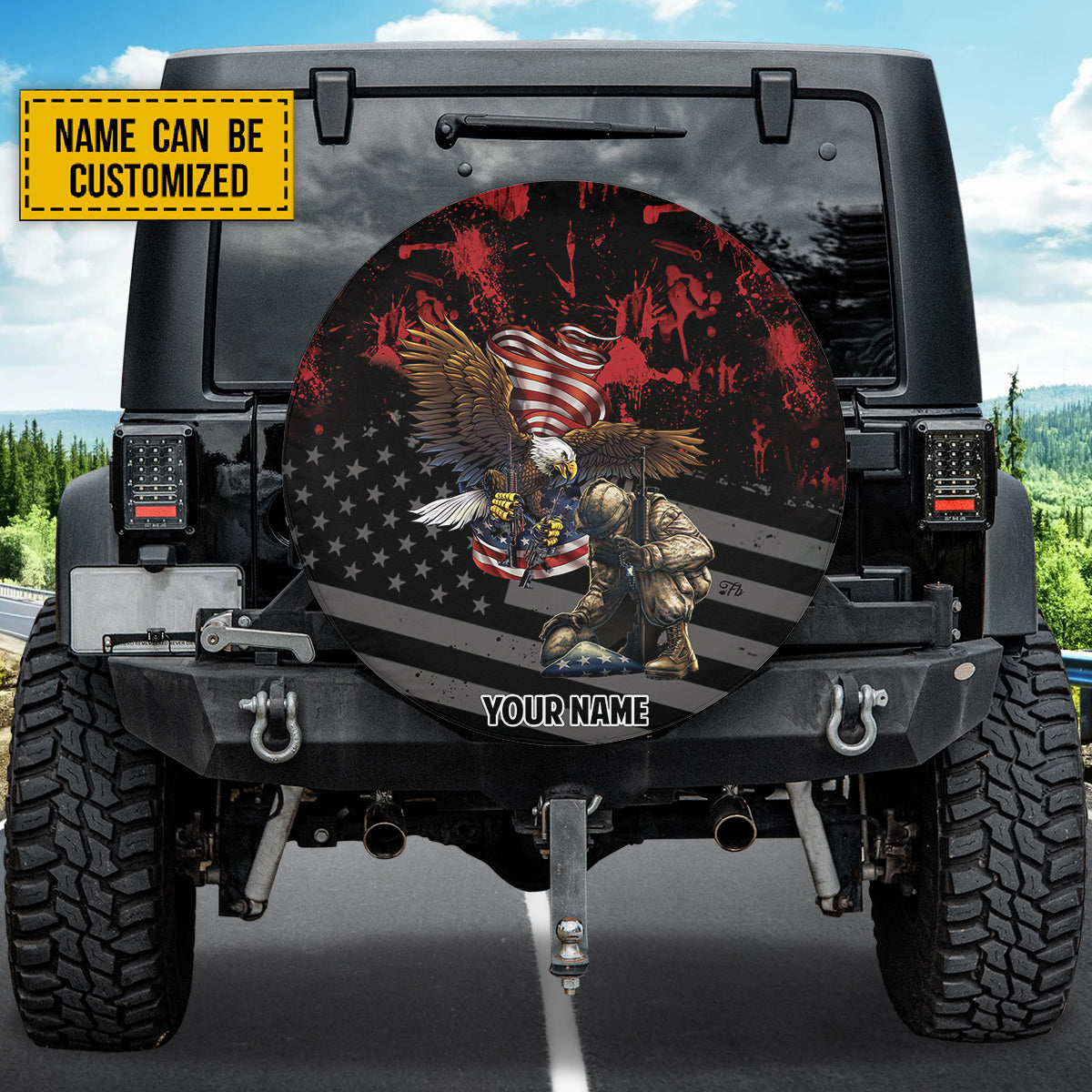 Petthouse | Customized Name Veteran American Spare Tire Cover American Pride Gift For Freedom Day