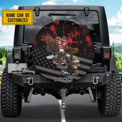 Petthouse | Customized Name Veteran American Spare Tire Cover American Pride Gift For Freedom Day