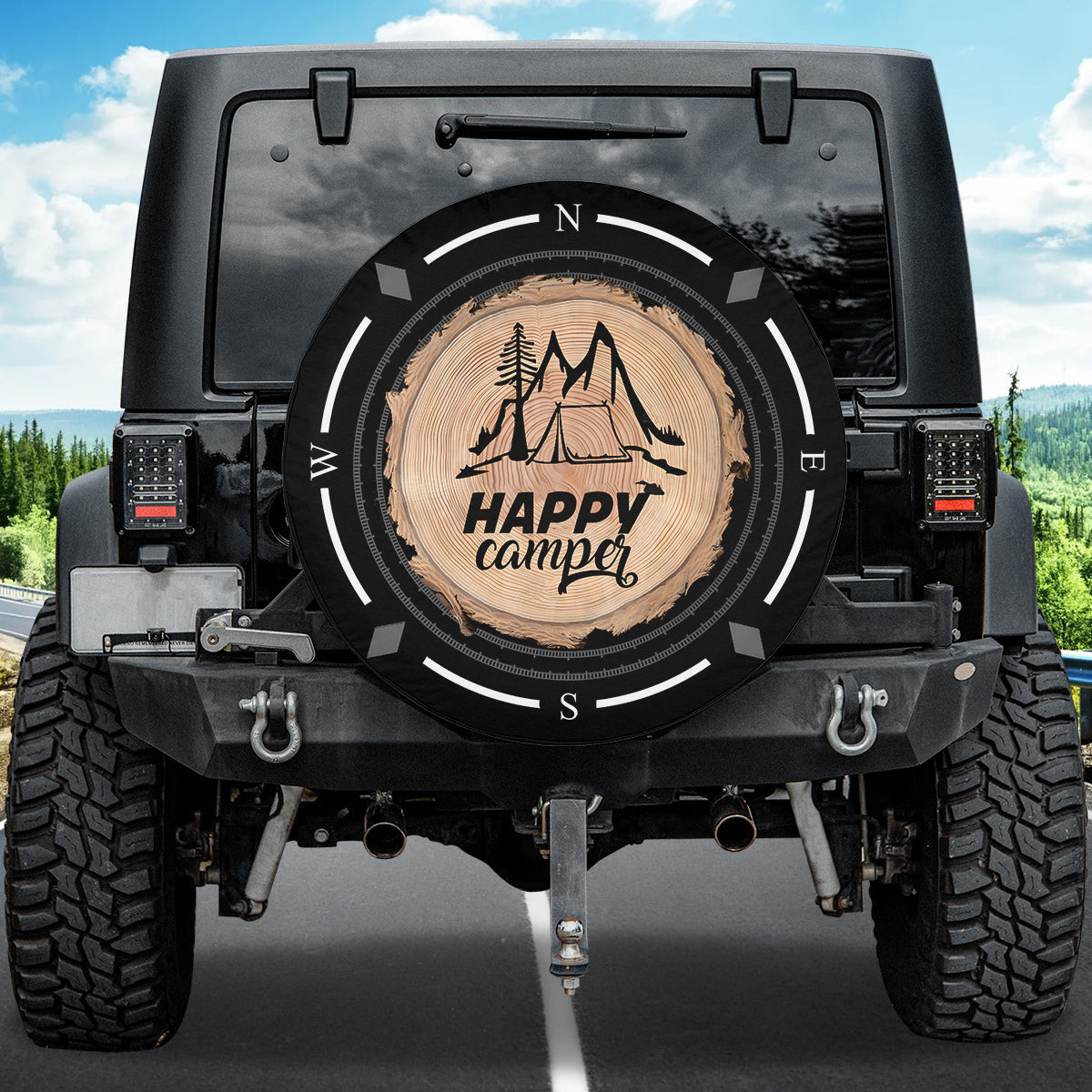 Petthouse | Happy Camper Spare Tire Cover Mountain Tire Wheel Protector \ncompass Trailer Tire Cover