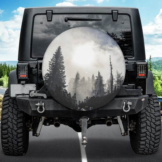 Petthouse | Forest Landscape Spare Tire Cover Forest Fog Spare Wheel Cover Camping Gift