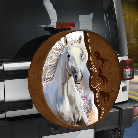 Petthouse | Beautiful White Horse Spare Tire Cover Horse Lover Gift Horse Cowboy Cowgirl Gift