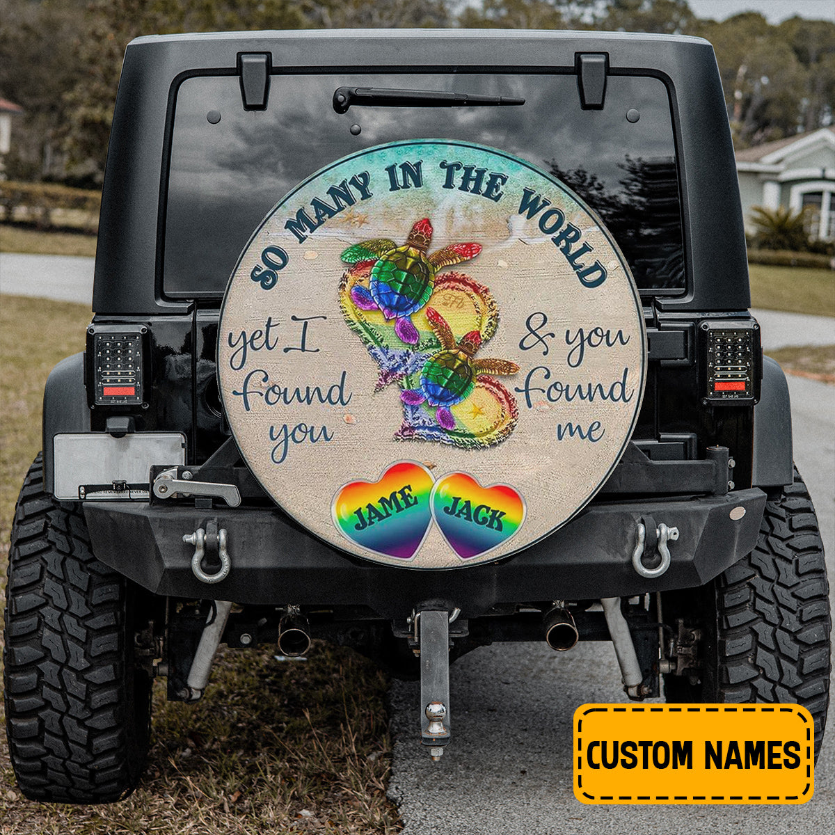 Petthouse | Customized Tire Cover So Many In The World Cover Rainbow Couple Turtle Wrap Lgbt Cover Car Decoration