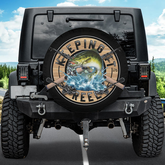 Petthouse | Keeping It Reel Printed Spare Tire Cover, Fishing Lovers Truck Decor Outdoor Sports