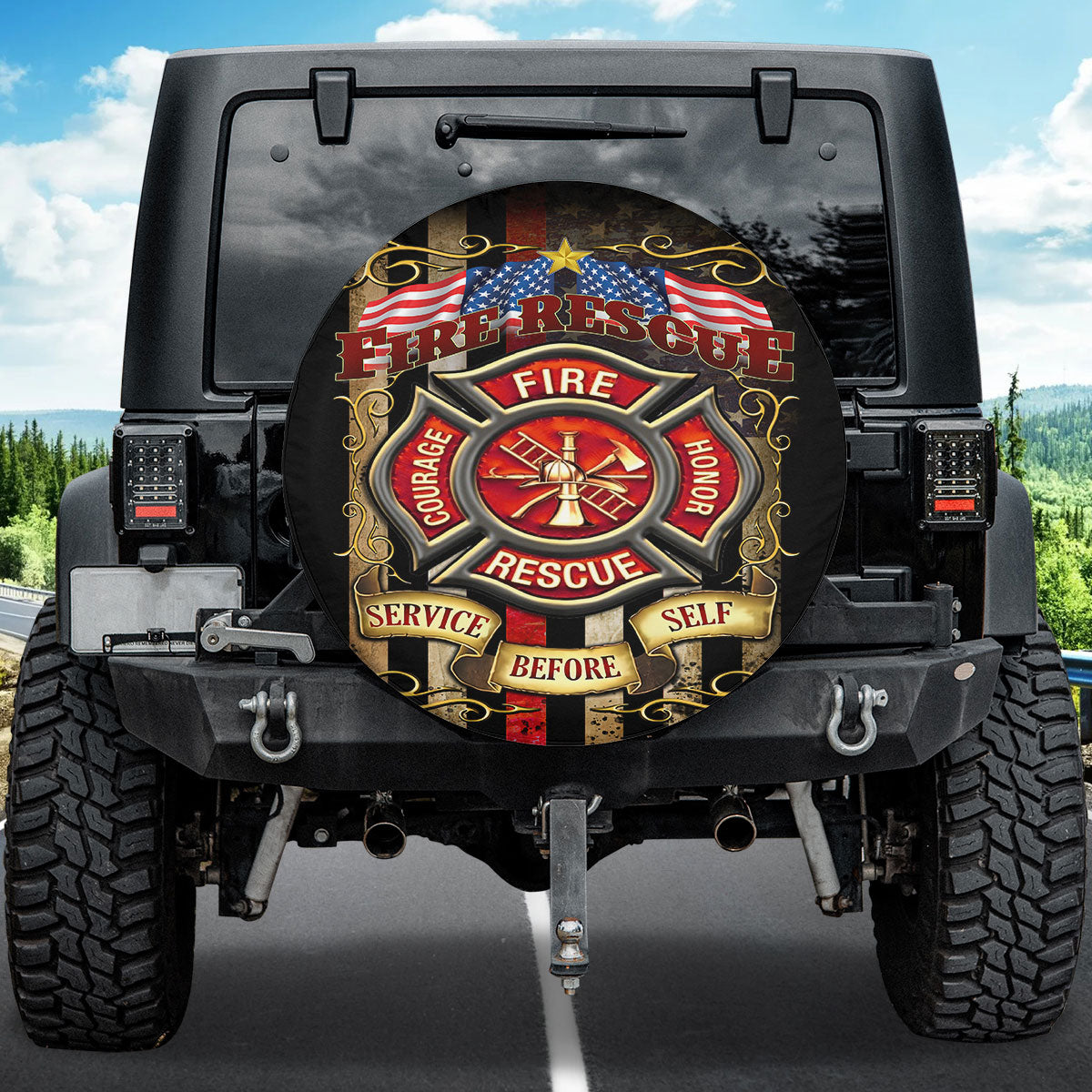 Petthouse | Firefighter Fire Rescue Service Before Self Spare Tire Cover Truck Decoration